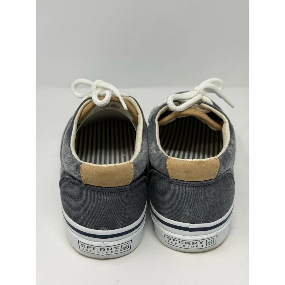 Sperry Top-Sider Men's Gray Distressed Canvas LaceUp Sneakers Breathable Sz 10.5